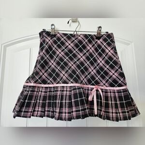 Cute Y2K Pink and Black Plaid Shein Mini Skirt